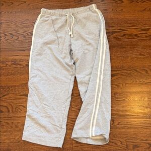 DONNI. Heather Gray Joggers with Cream Stripes
